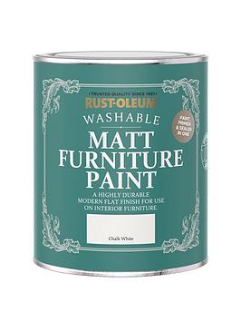 Product photograph of Rust-oleum Matt Furniture Paint Chalk White 750ml from very.co.uk