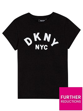 dkny-girls-print-logo-t-shirt-black