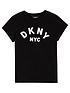 dkny-girls-print-logo-t-shirt-blackfront