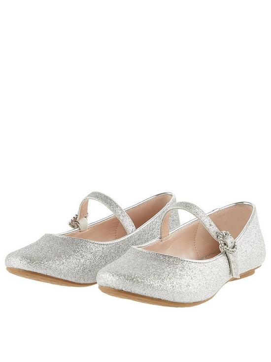 front image of monsoon-girls-glitter-ballerina-shoes-silver