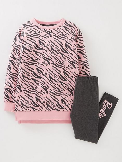 barbie-girlsnbsp2-piece-animal-print-sweat-and-legging-set-pinkblack