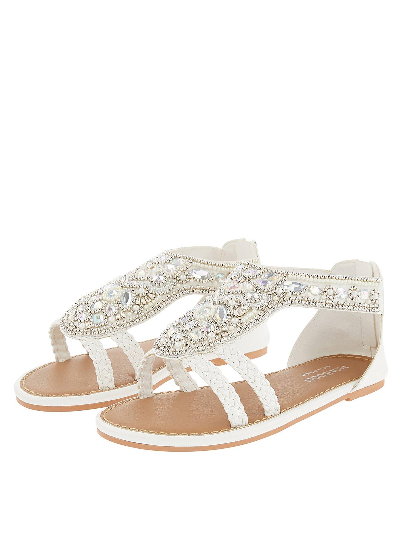 Shoes & boots Girls Diamond Shape Beaded Sandal - White