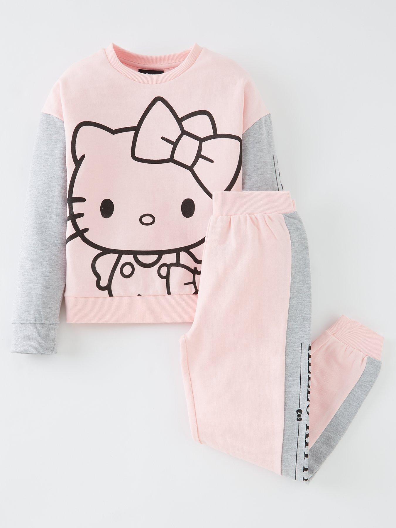 Hello Kitty Girls Hello Kitty 2 Piece Athleisure Set - Pink/Grey | very ...