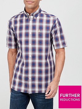 fred-perry-check-short-sleeve-shirt-navy