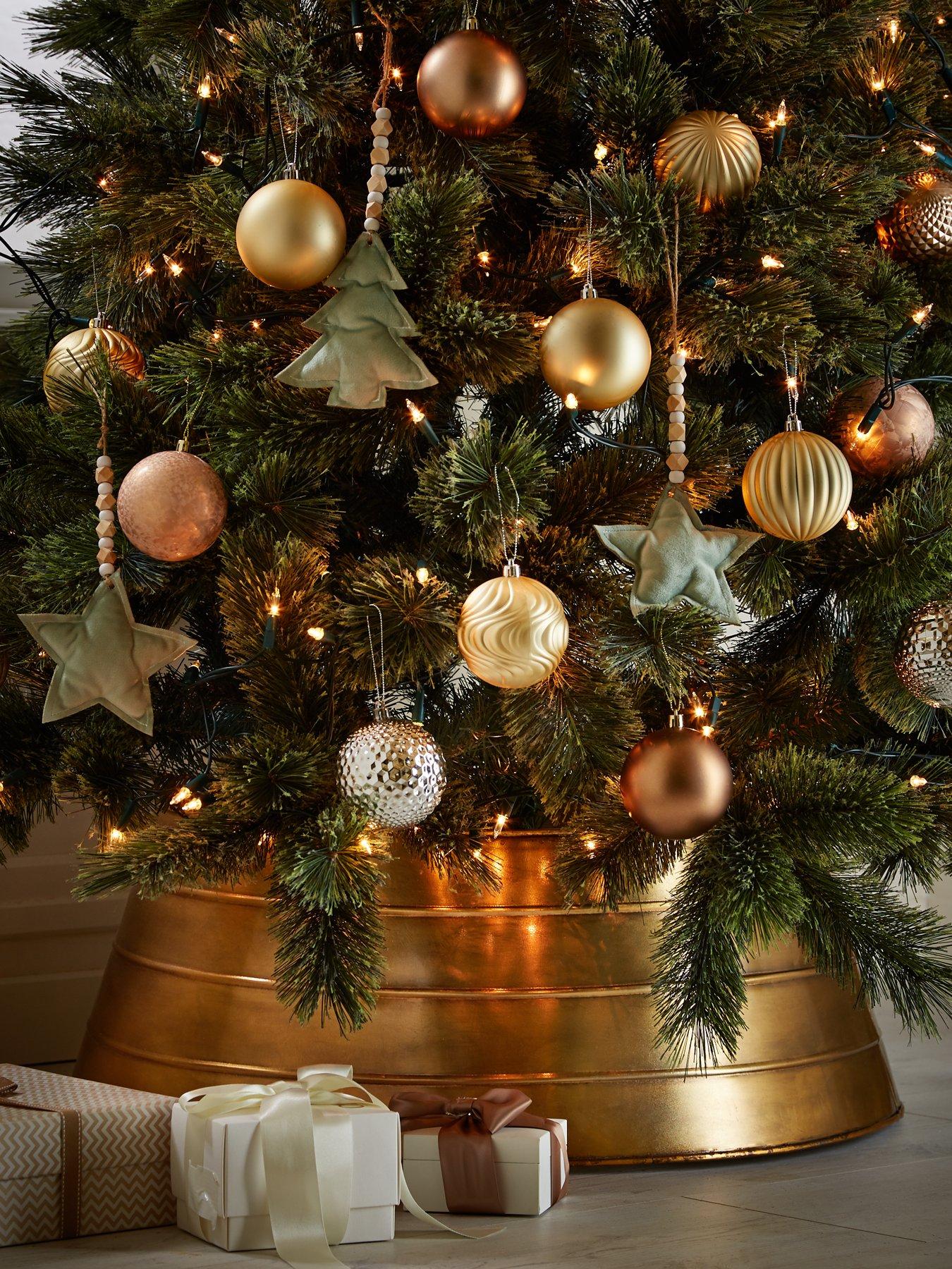 Product photograph of Ivyline Metal Christmas Tree Skirt In Gold from very.co.uk