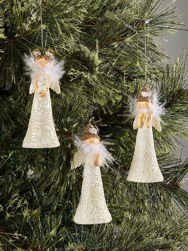 Hand Carved Wooden Christmas Ornaments (Set of 4) - Simple Angels