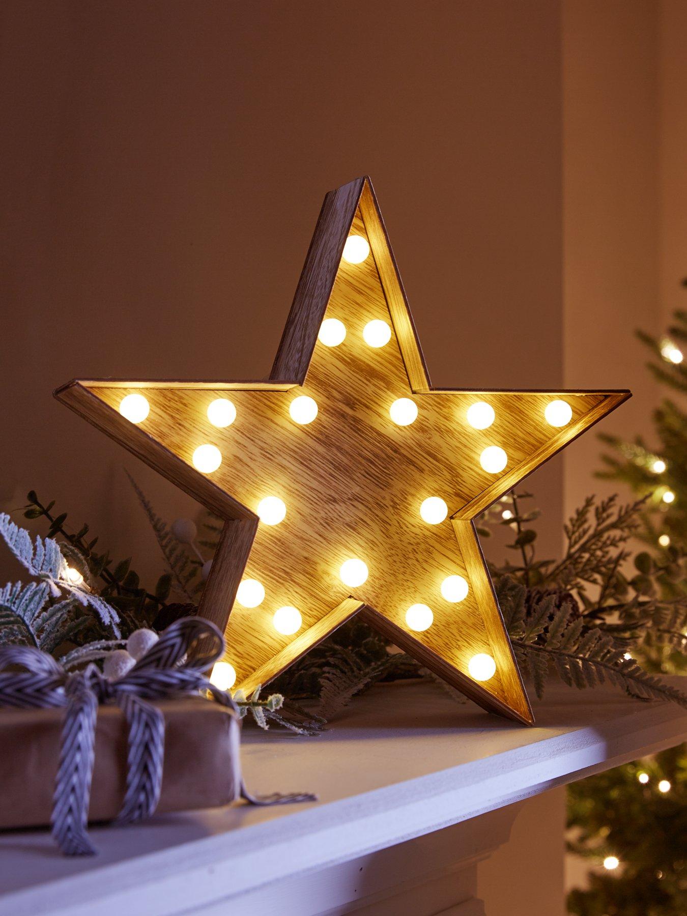 Large Wooden Star with LED Lights