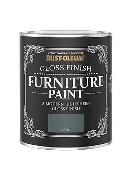 Product photograph of Rust-oleum Gloss Furniture Paint Deep Sea 750ml from very.co.uk