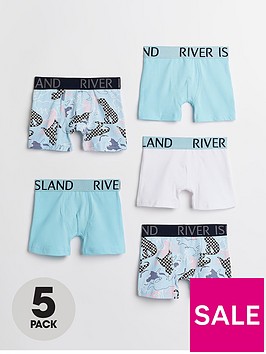 river-island-mini-boysnbspdinosaur-boxers-5-packnbsp-nbspblue