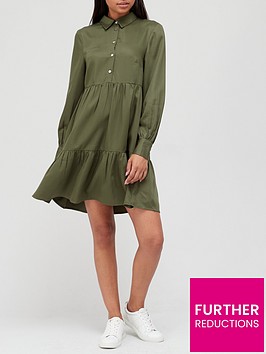v-by-very-shirt-tiered-shift-dress-olive