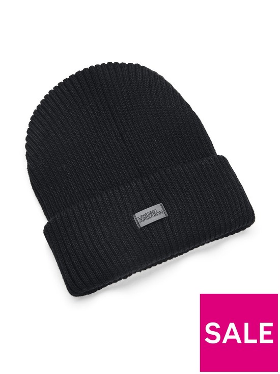 front image of under-armour-around-town-multi-hair-beanie-black