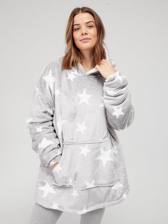 front image of v-by-very-oversized-fleece-snuggle-hoodie-star-print