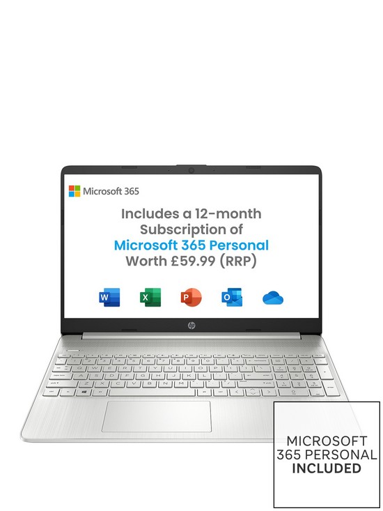 front image of hp-15s-fq2024na-laptop-156in-fhdnbspintel-pentium-goldnbsp4gb-ramnbsp128gb-ssd-microsoft-365-personalnbsp12-months-includednbsp--silver