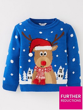 mini-v-by-very-boys-reindeer-christmas-jumper-blue