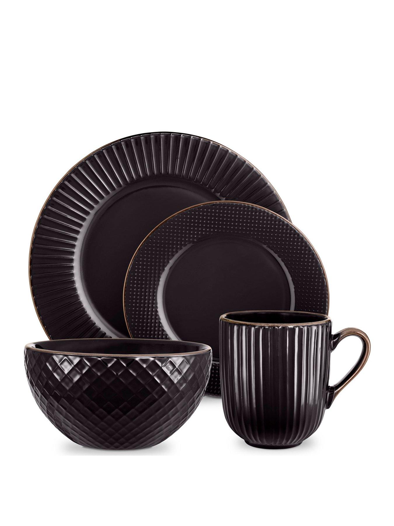 Image 1 of 6 of Tower Empire 16-Piece Dinner Set in Black