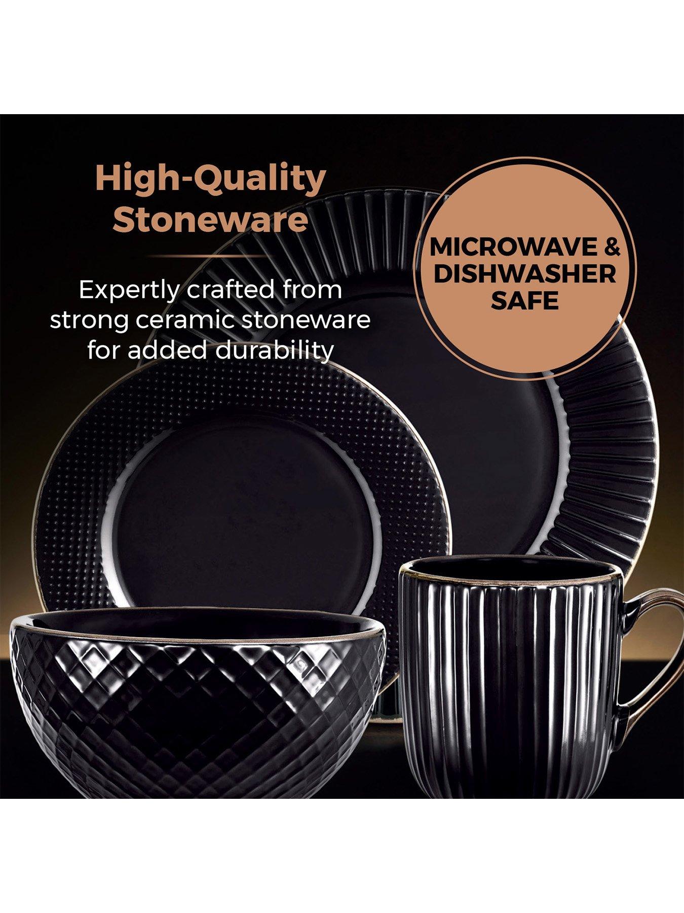 Image 4 of 7 of Tower Empire 16-Piece Dinner Set in Black