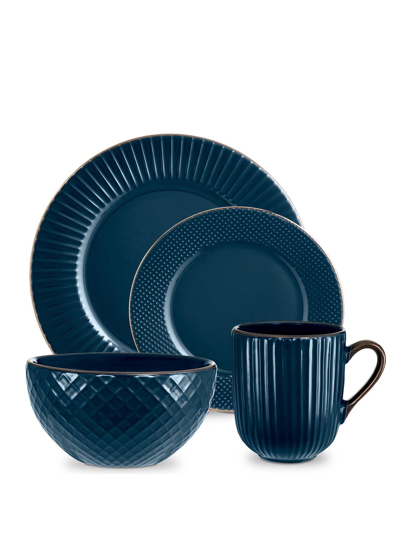 Product photograph of Tower Empire 16-piece Dinner Set In Blue from very.co.uk
