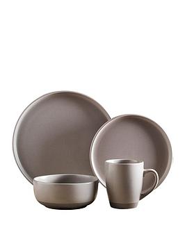 Product photograph of Tower Barbary Oak Avena Fossil Grey 16 Piece Dinner Set from very.co.uk
