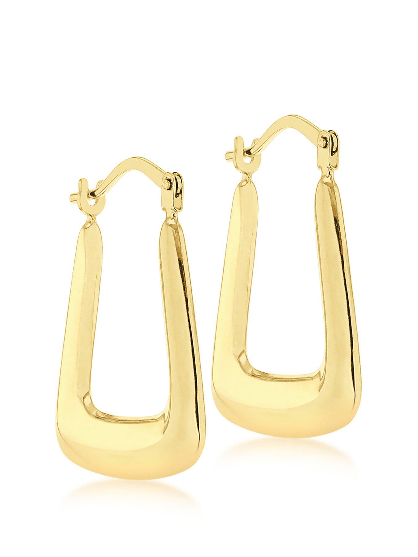 Product photograph of Love Gold 9ct Yellow Gold 17mm X 22mm Creole Earrings from very.co.uk