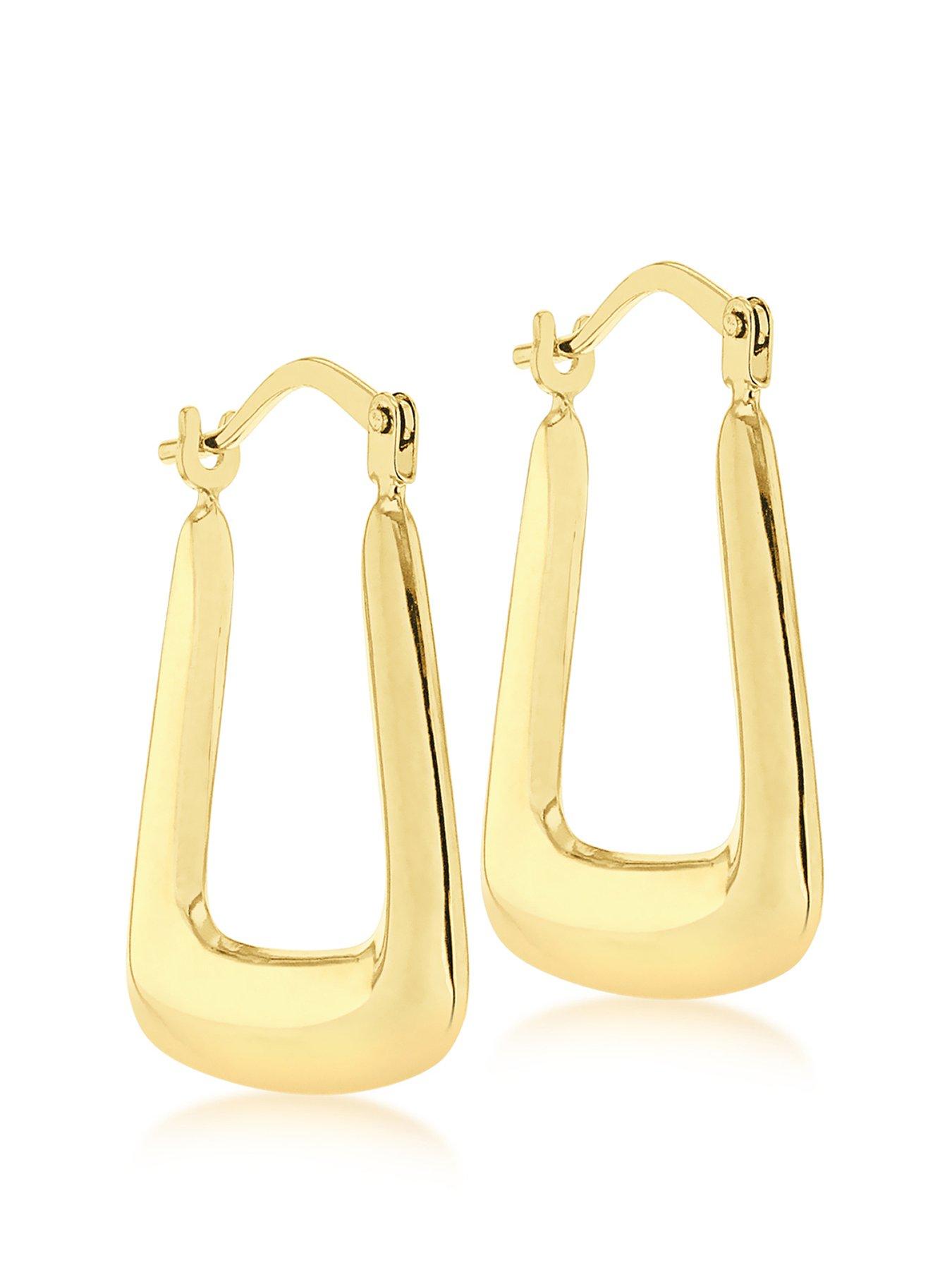 Product photograph of The Love Collection 9ct Yellow Gold 17mm X 22mm Creole Earrings from very.co.uk