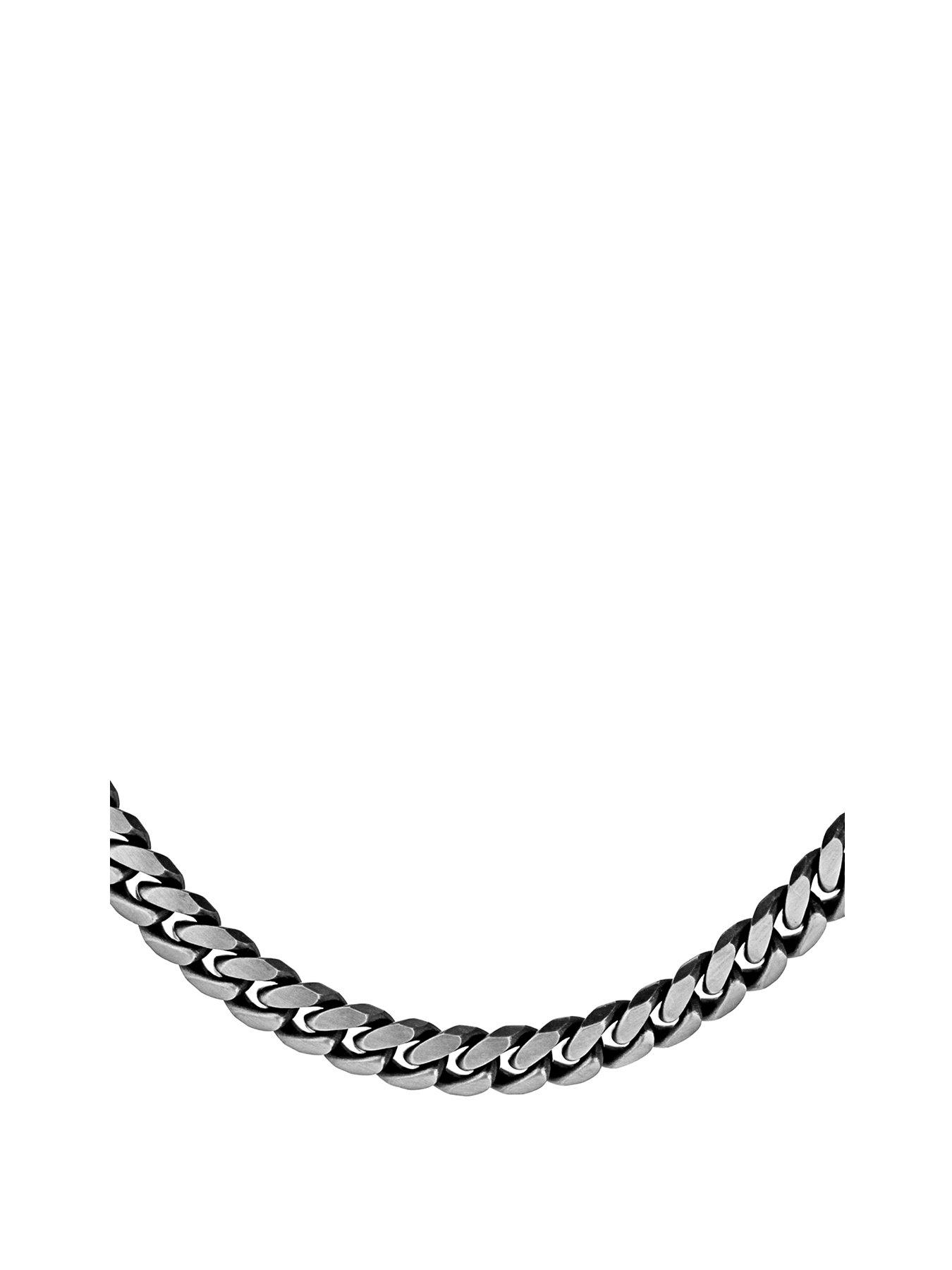  Sterling Silver Oxidised Curb Men's Chain