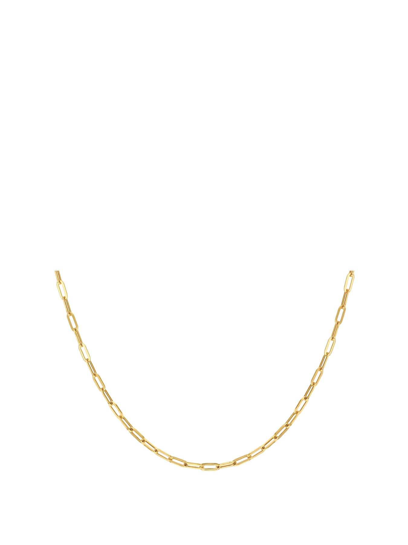 Product photograph of Love Gold 9ct Gold Paper Chain Necklace from very.co.uk