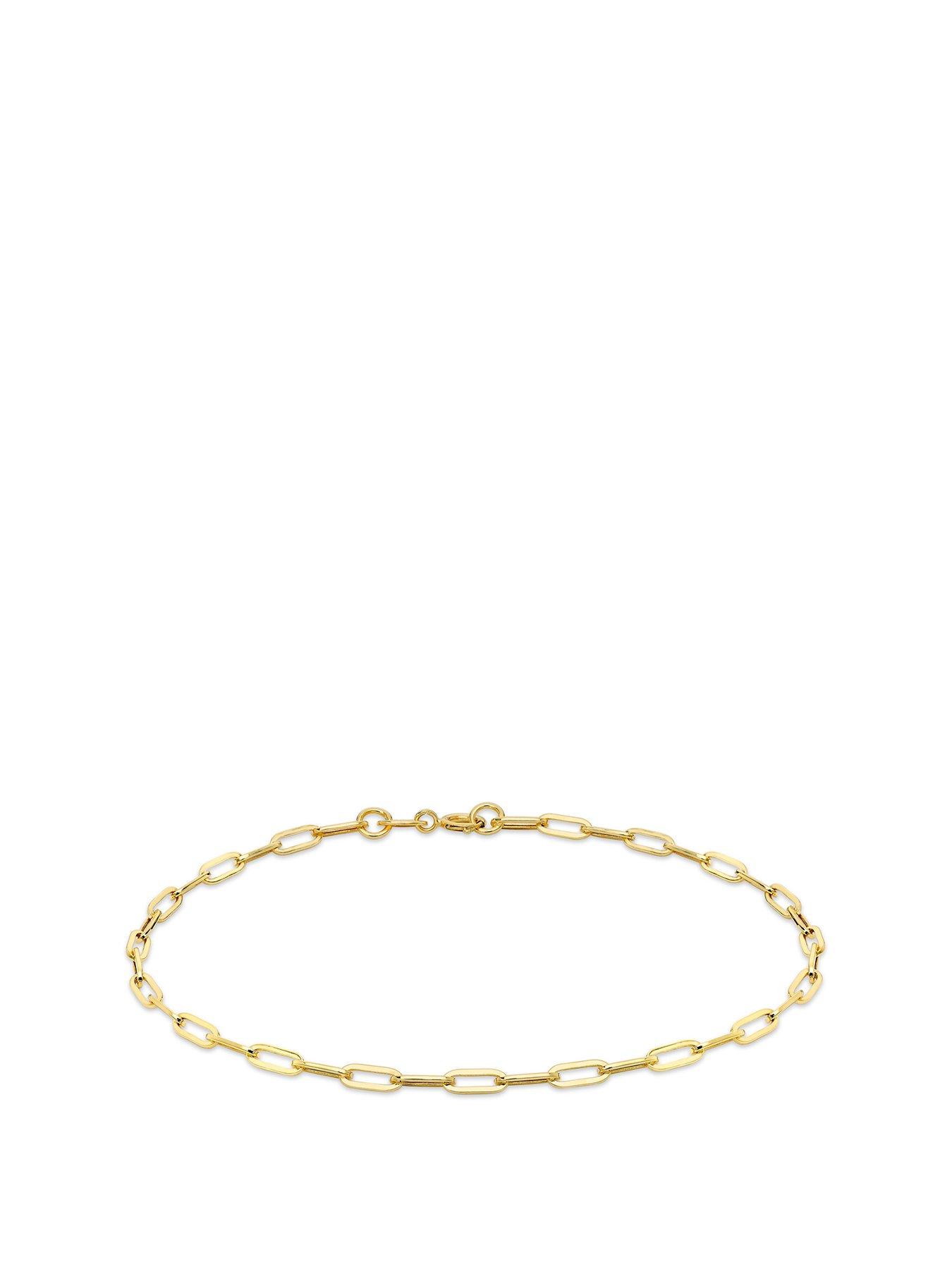 Product photograph of Love Gold 9ct Gold Paper Chain Bracelet from very.co.uk