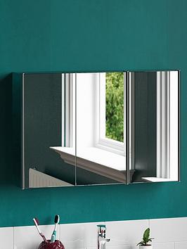 Product photograph of Bath Vida Tiano Stainless Steel Mirrored Triple Cabinet from very.co.uk