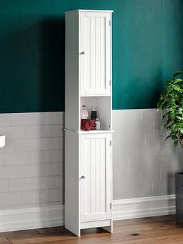 Product photograph of Bath Vida Priano 2 Door Tall Bathroom Cabinet - White from very.co.uk