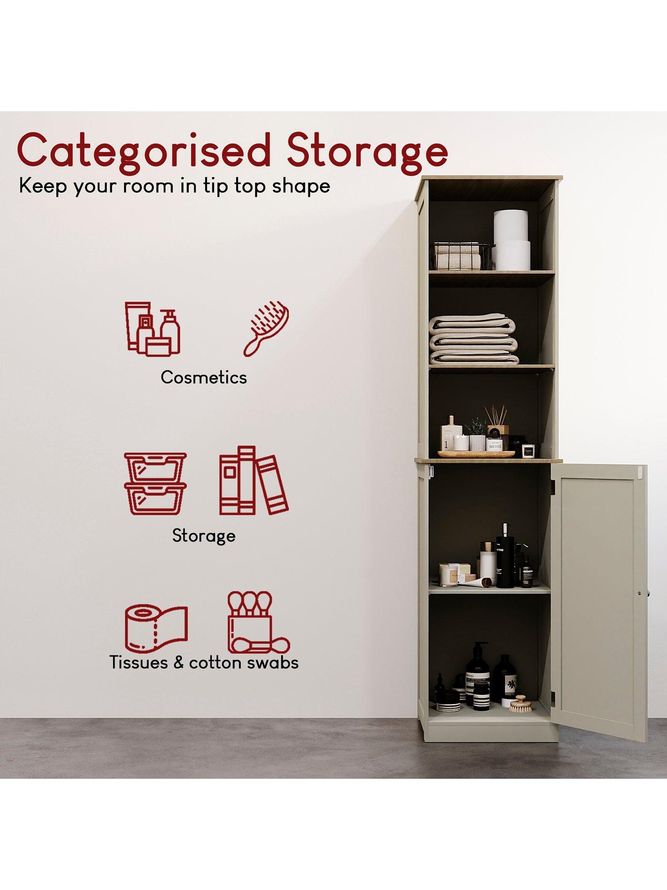 Image 3 of 7 of Bath Vida Priano 1 Door, 2 Shelf Tall Cabinet