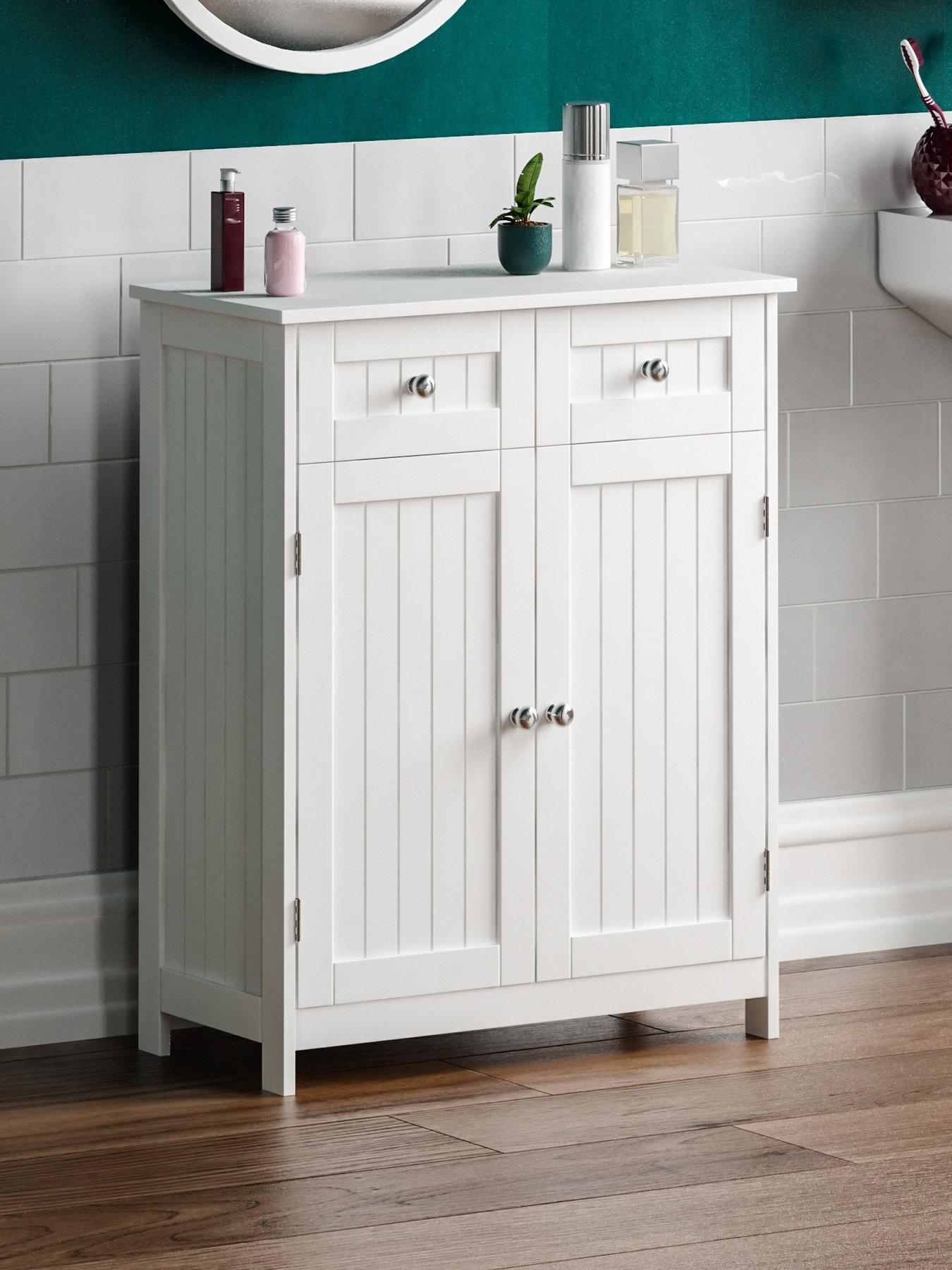 Image of Bath Vida Priano 2 Drawer, 2 Door Freestanding Cabinet - White