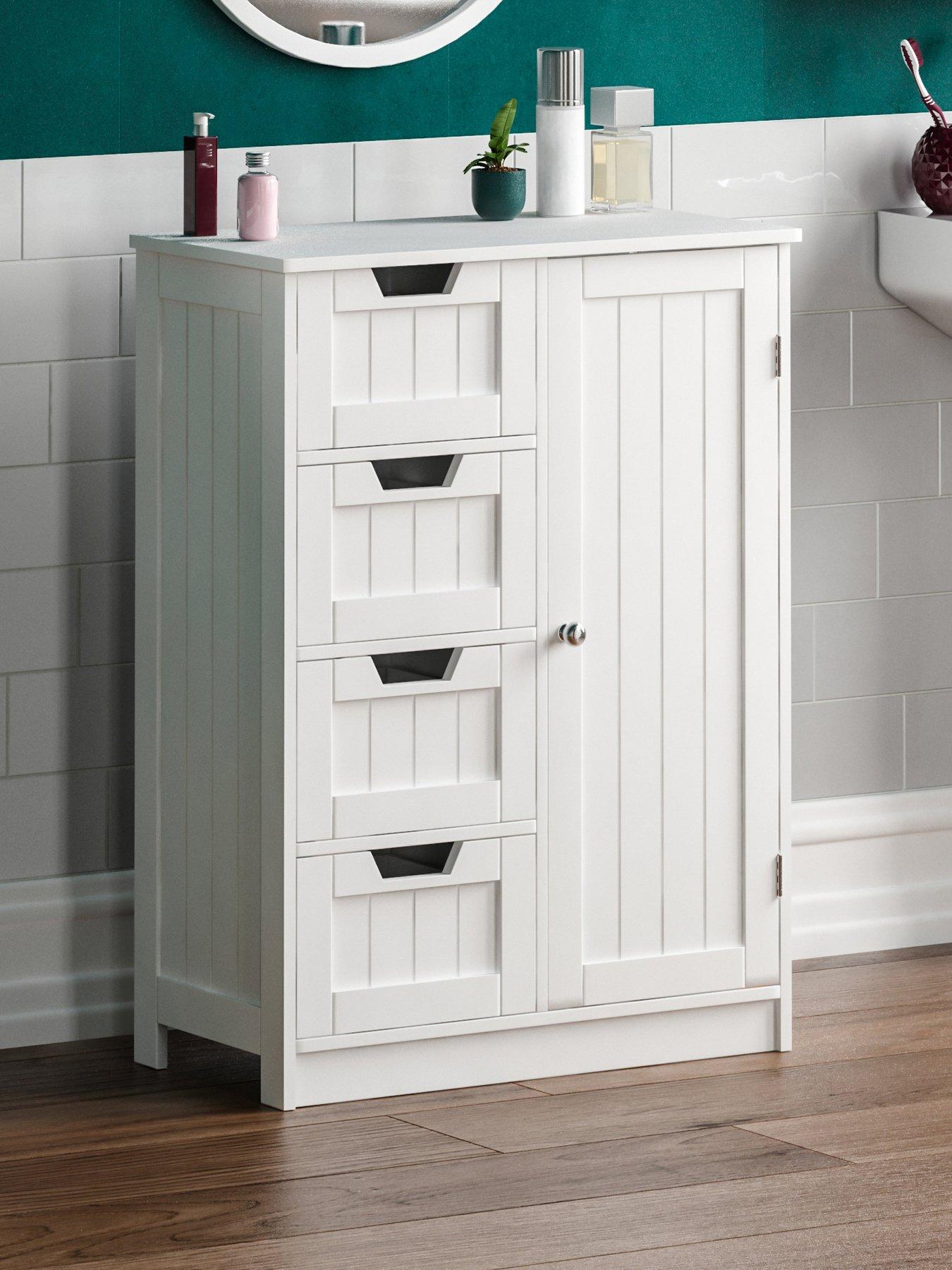 Image 1 of 7 of Bath Vida Priano 4 Drawer 1 Door Freestanding Unit - White