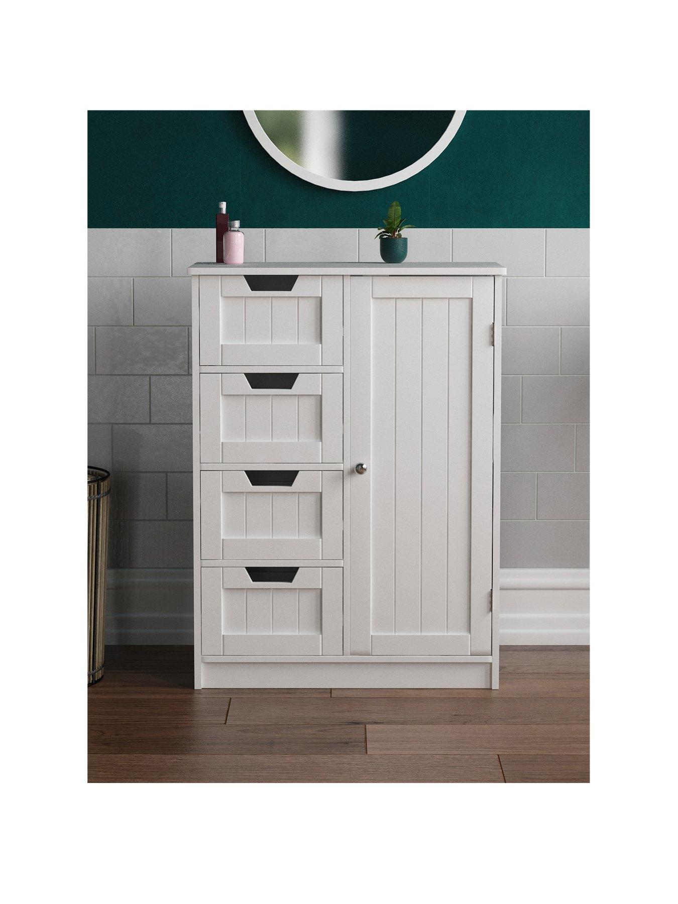 Image 3 of 5 of Bath Vida Priano 4 Drawer 1 Door Freestanding Unit - White