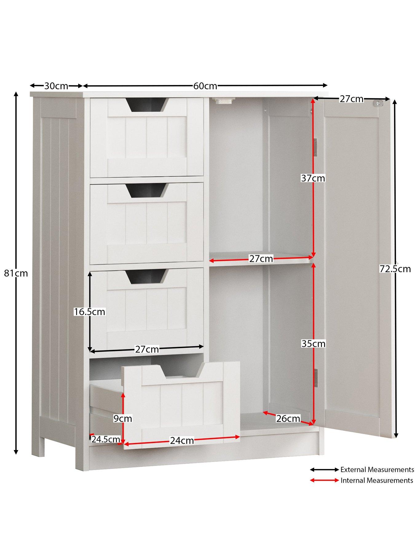 Bath Vida Priano 4 Drawer 1 Door Freestanding Unit - White | Very.co.uk