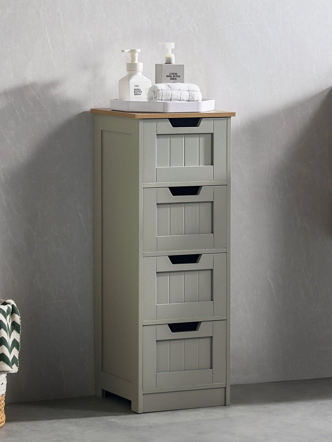 Bath Vida Priano 4 Drawer Freestanding Bathroom Unit - Grey