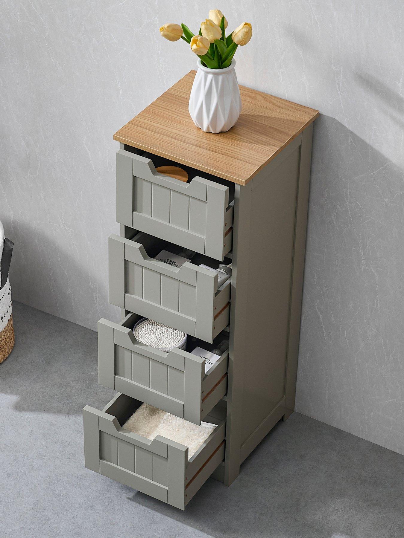 Image 3 of 7 of Bath Vida Priano 4 Drawer Freestanding Bathroom Unit - Grey