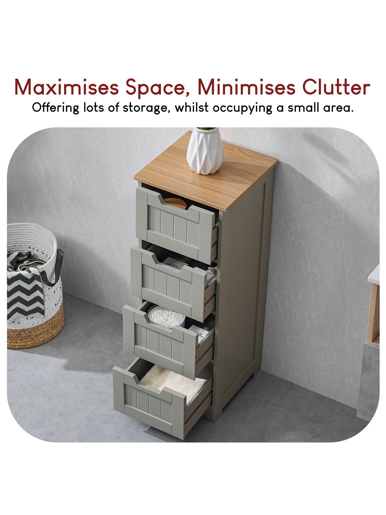 Image 5 of 7 of Bath Vida Priano 4 Drawer Freestanding Bathroom Unit - Grey