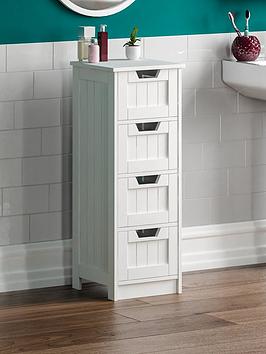 Product photograph of Bath Vida Priano 4 Drawer Freestanding Bathroom Unit - White from very.co.uk