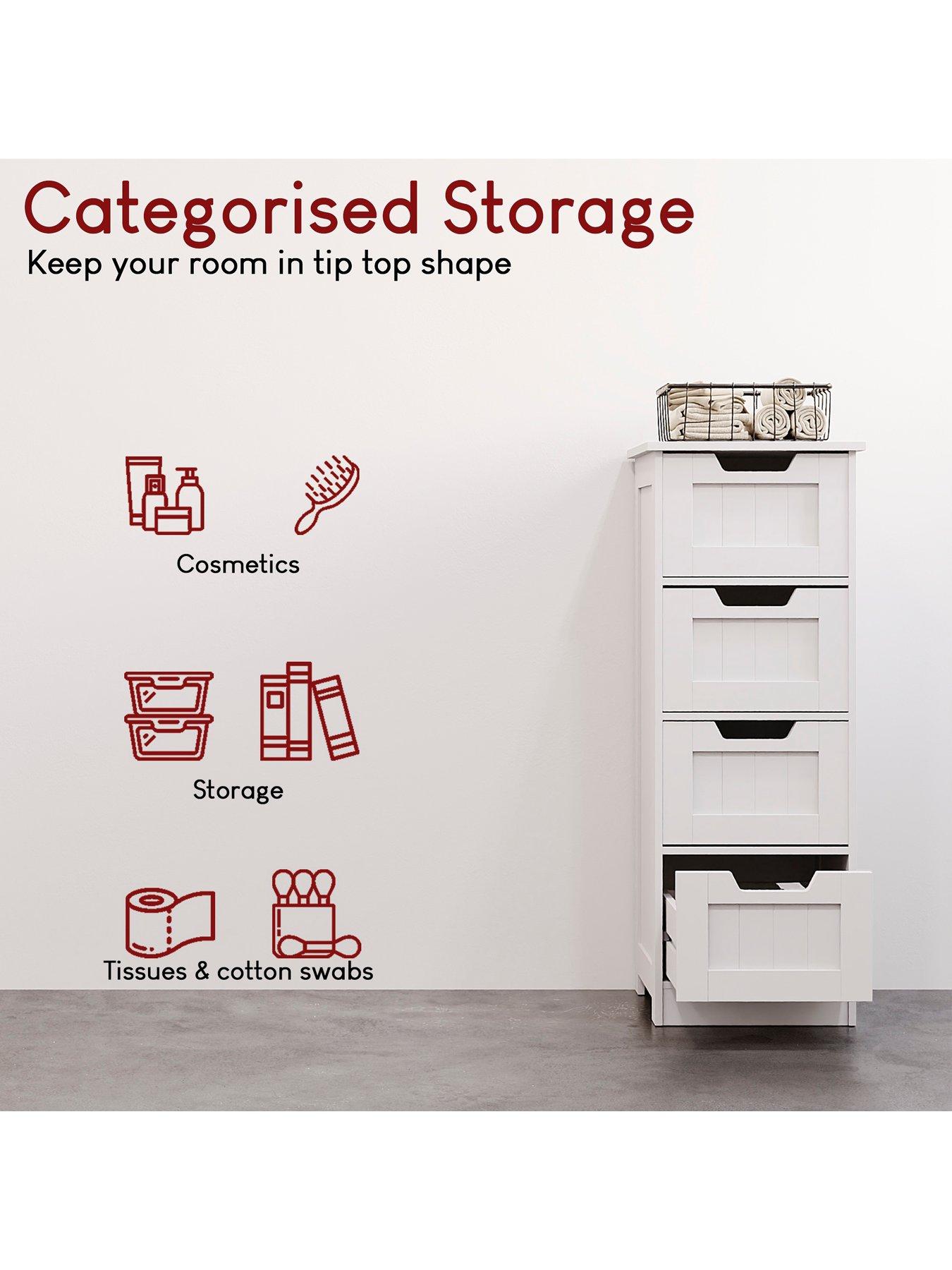 Image 5 of 6 of Bath Vida Priano 4 Drawer Freestanding Bathroom Unit - White