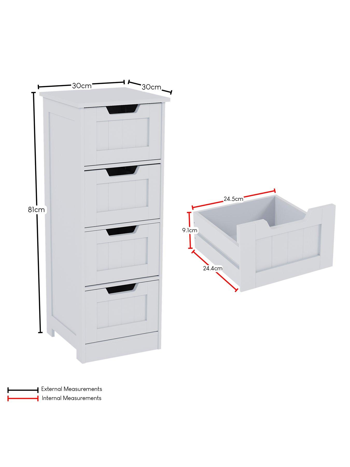 Image 6 of 6 of Bath Vida Priano 4 Drawer Freestanding Bathroom Unit - White