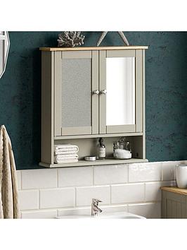 Product photograph of Bath Vida Priano 2 Door Mirrored Wall Cabinet With Shelf - Grey from very.co.uk