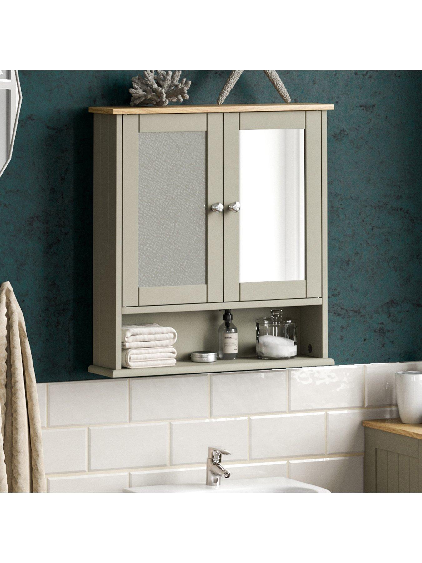 undefined Priano 2 Door Mirrored Wall Cabinet with Shelf - Grey