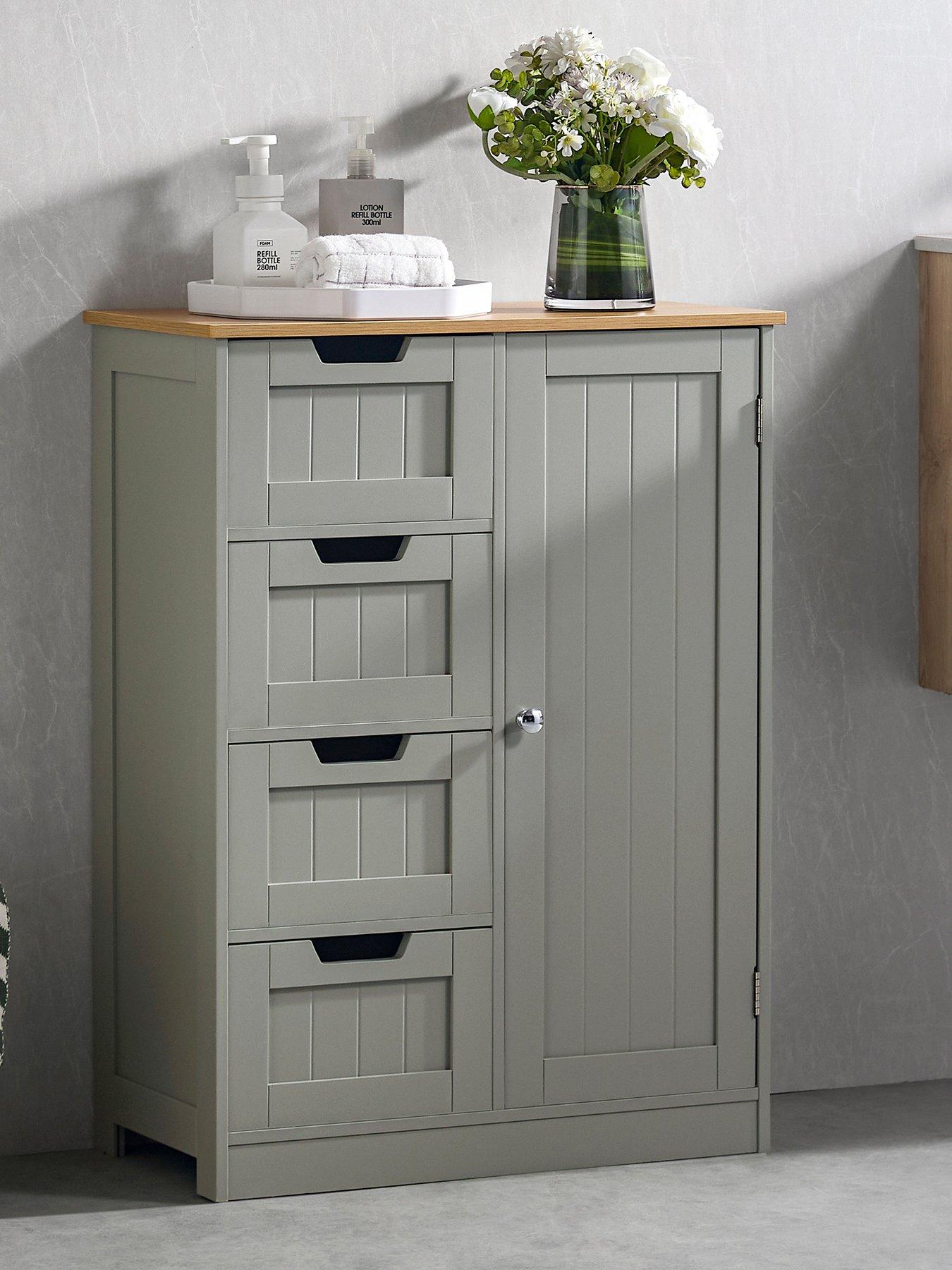 Bath Vida Priano 4 Drawer, 1 Door Freestanding Unit - Grey