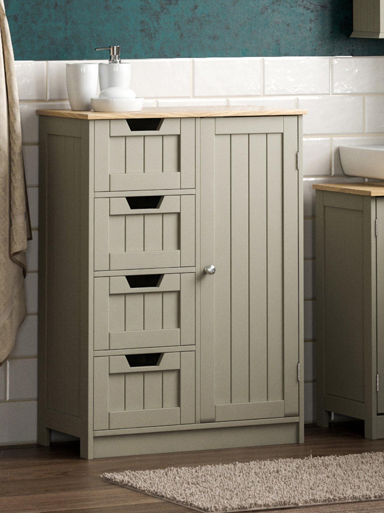 undefined Priano 4 Drawer, 1 Door Freestanding Unit - Grey