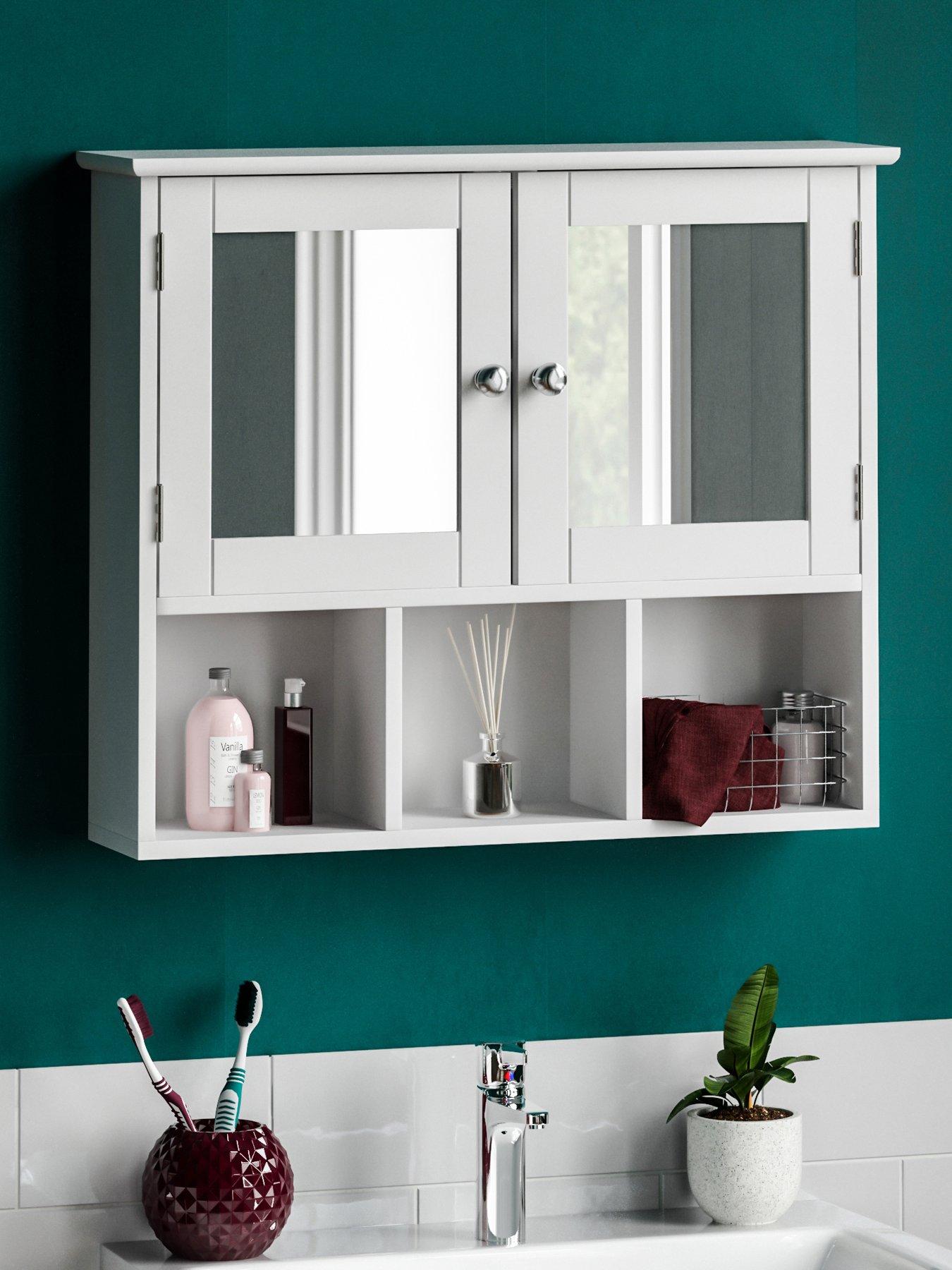Product photograph of Bath Vida Priano 2 Door Mirrored Wall Cabinet With 3 Compartments from very.co.uk