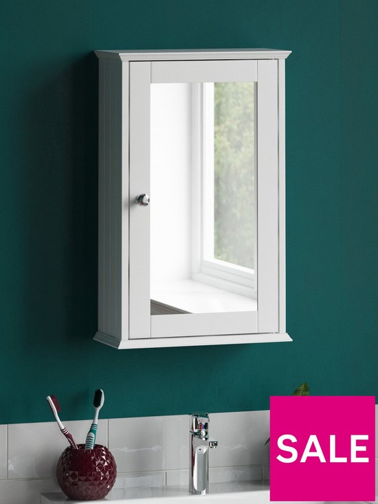 front image of bath-vida-priano-1-door-mirrored-wall-cabinet-white