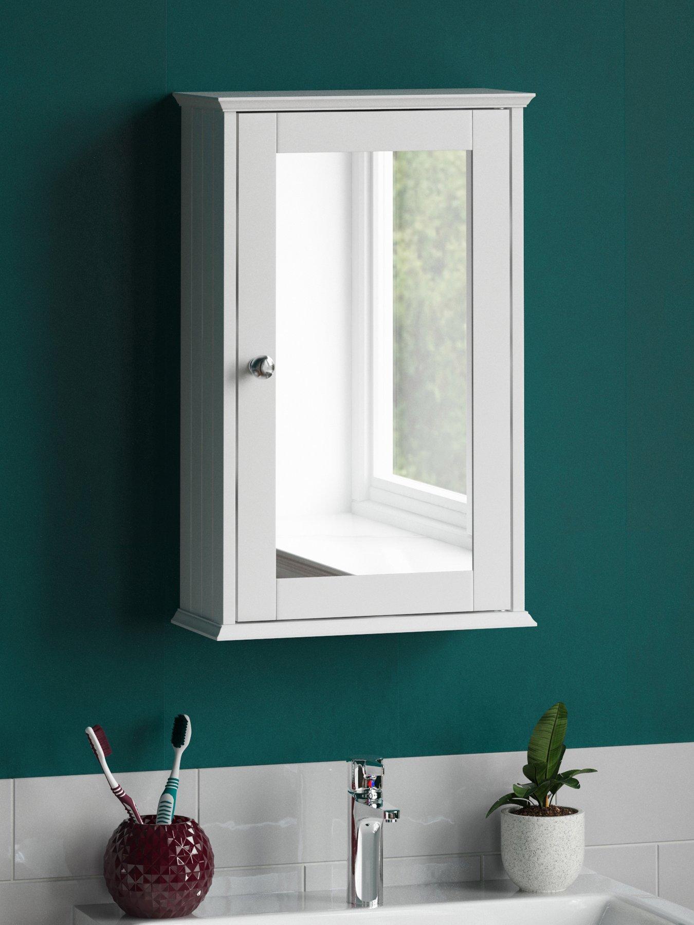 undefined Priano 1 Door Mirrored Wall Cabinet - White