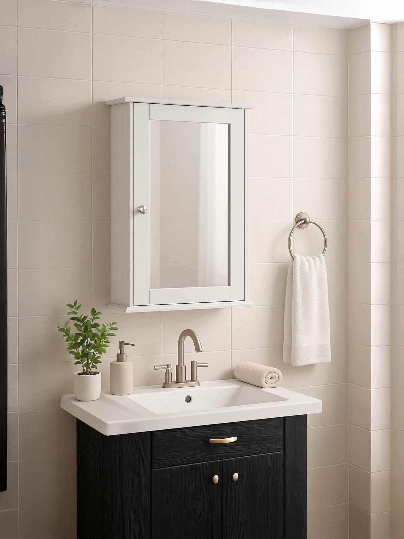 Bath Vida Priano 1 Door Mirrored Wall Cabinet - White