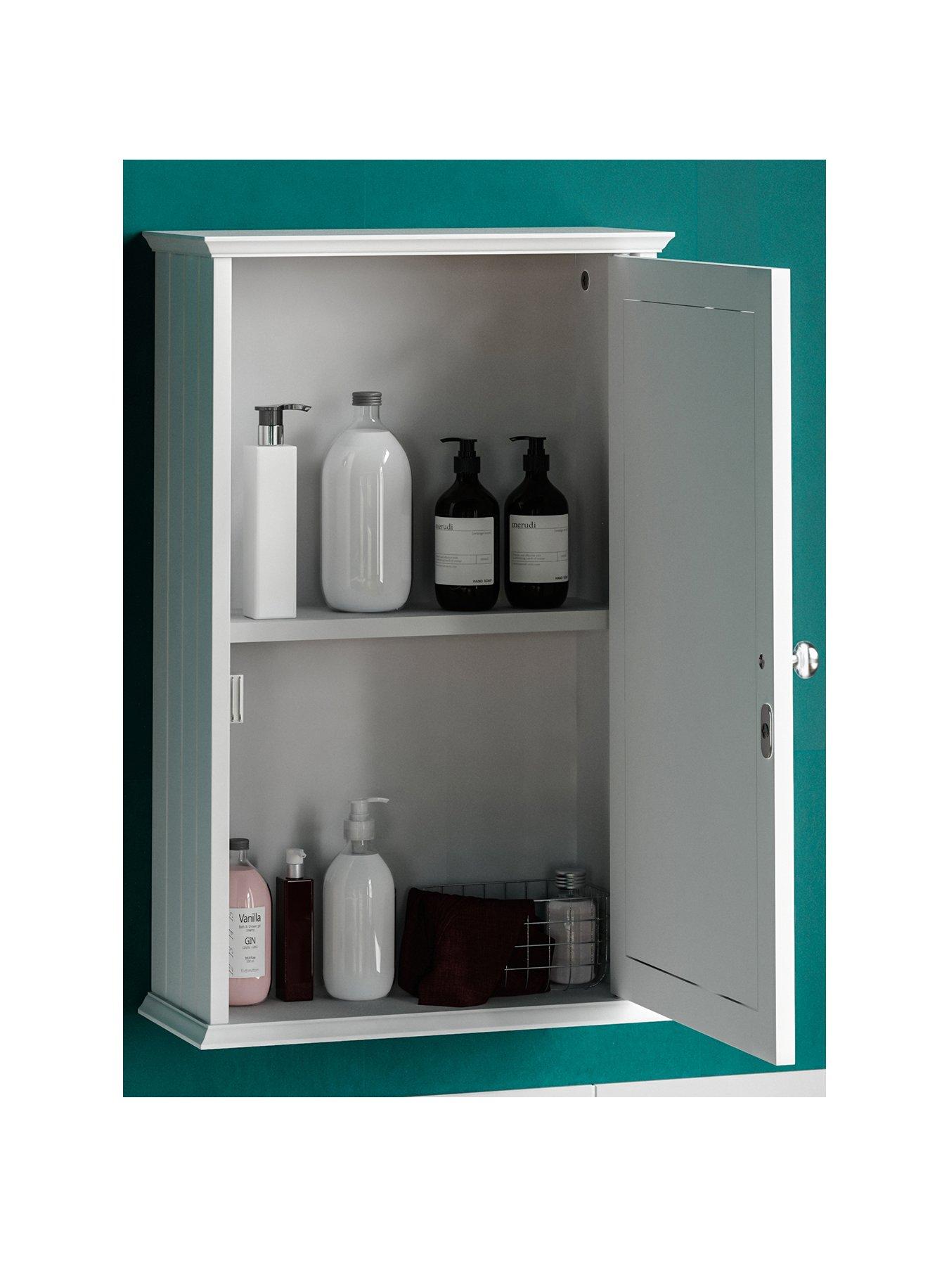 Image 3 of 7 of Bath Vida Priano 1 Door Mirrored Wall Cabinet - White