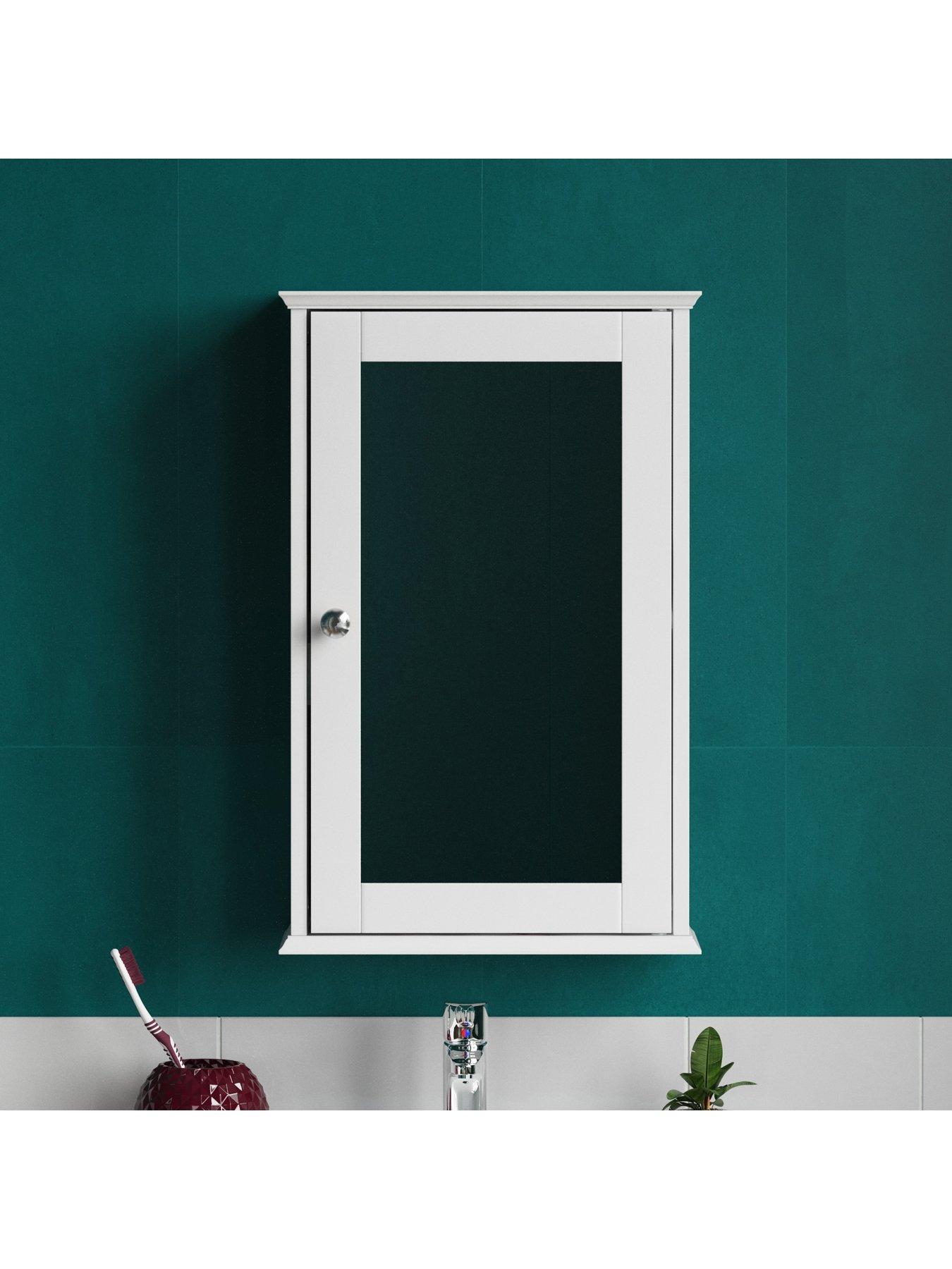 Image 4 of 7 of Bath Vida Priano 1 Door Mirrored Wall Cabinet - White